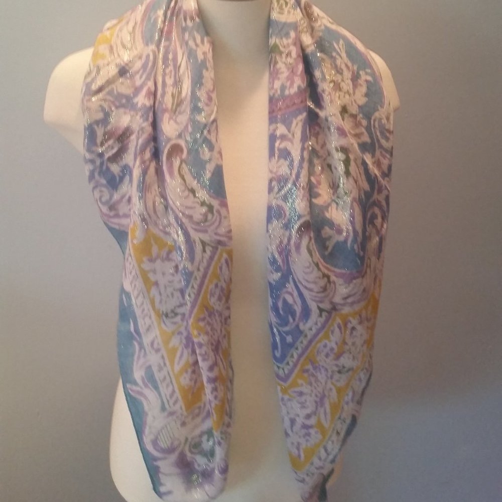 Emanuel Geraldo floral with gold threads scarf